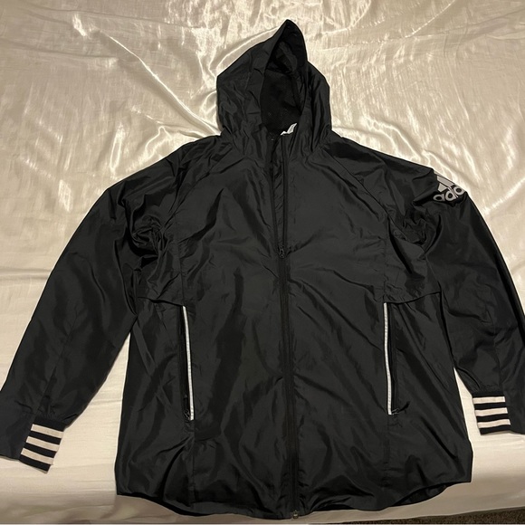 Adidas Windbreaker Jacket Black w Logo Men’s Medium - Picture 2 of 7